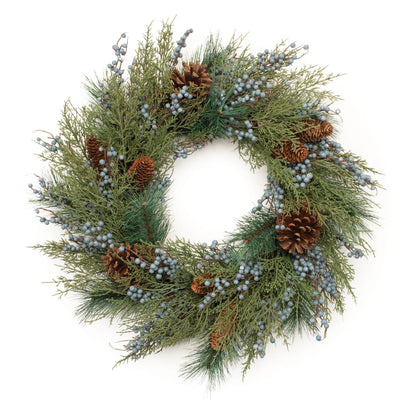 Juniper and Pincone Mixed Pine Wreath | 24''