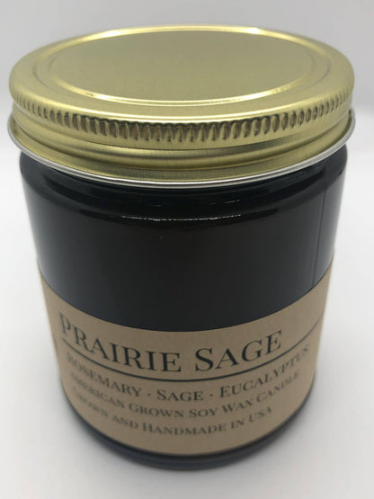 Prairie Sage Soy Wax Candle | 9 oz Amber Apothecary Jar