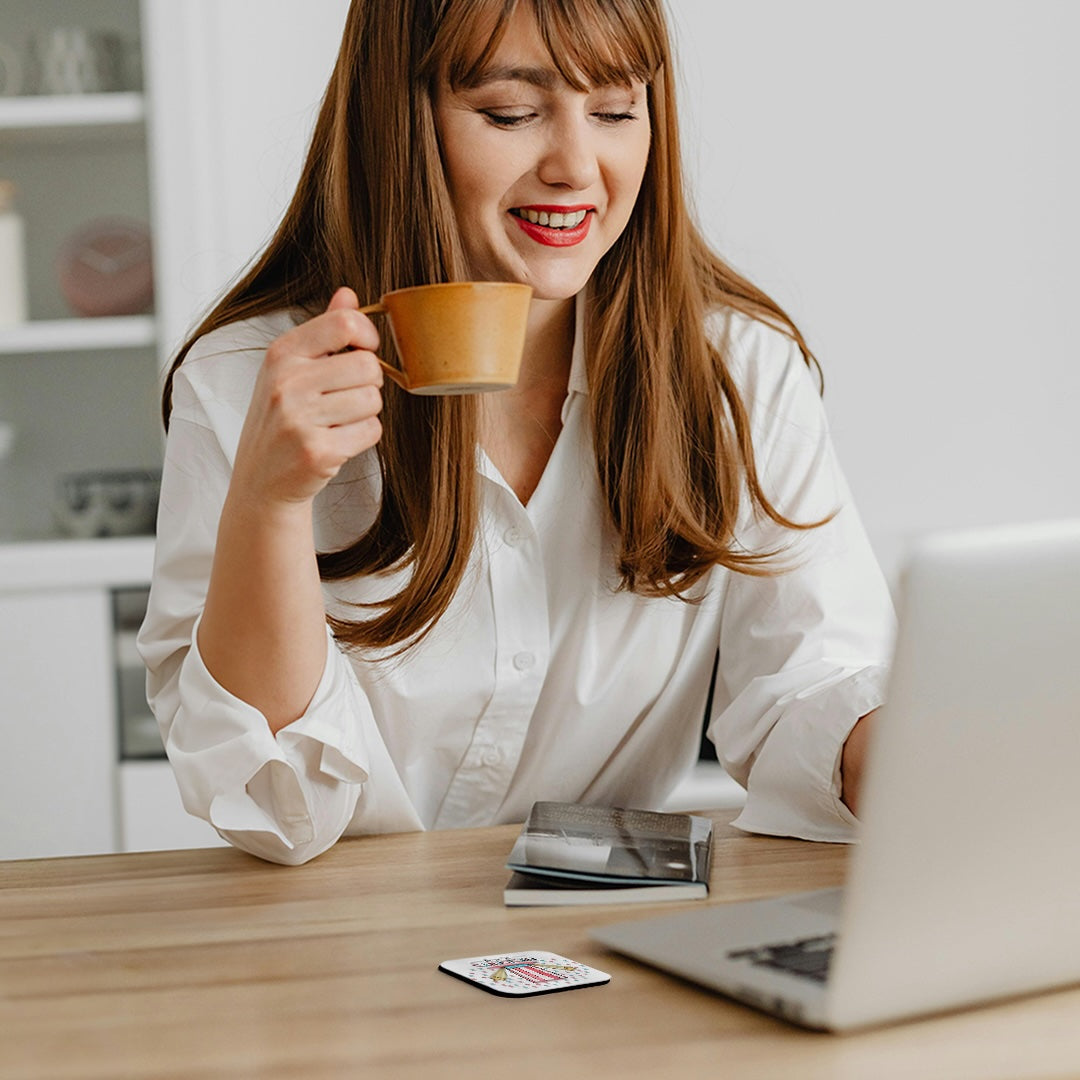 3dRose Danita Delimont - Songbirds - Northern Cardinal on ICY Branch of Holly, Hill Country, Texas - Coasters