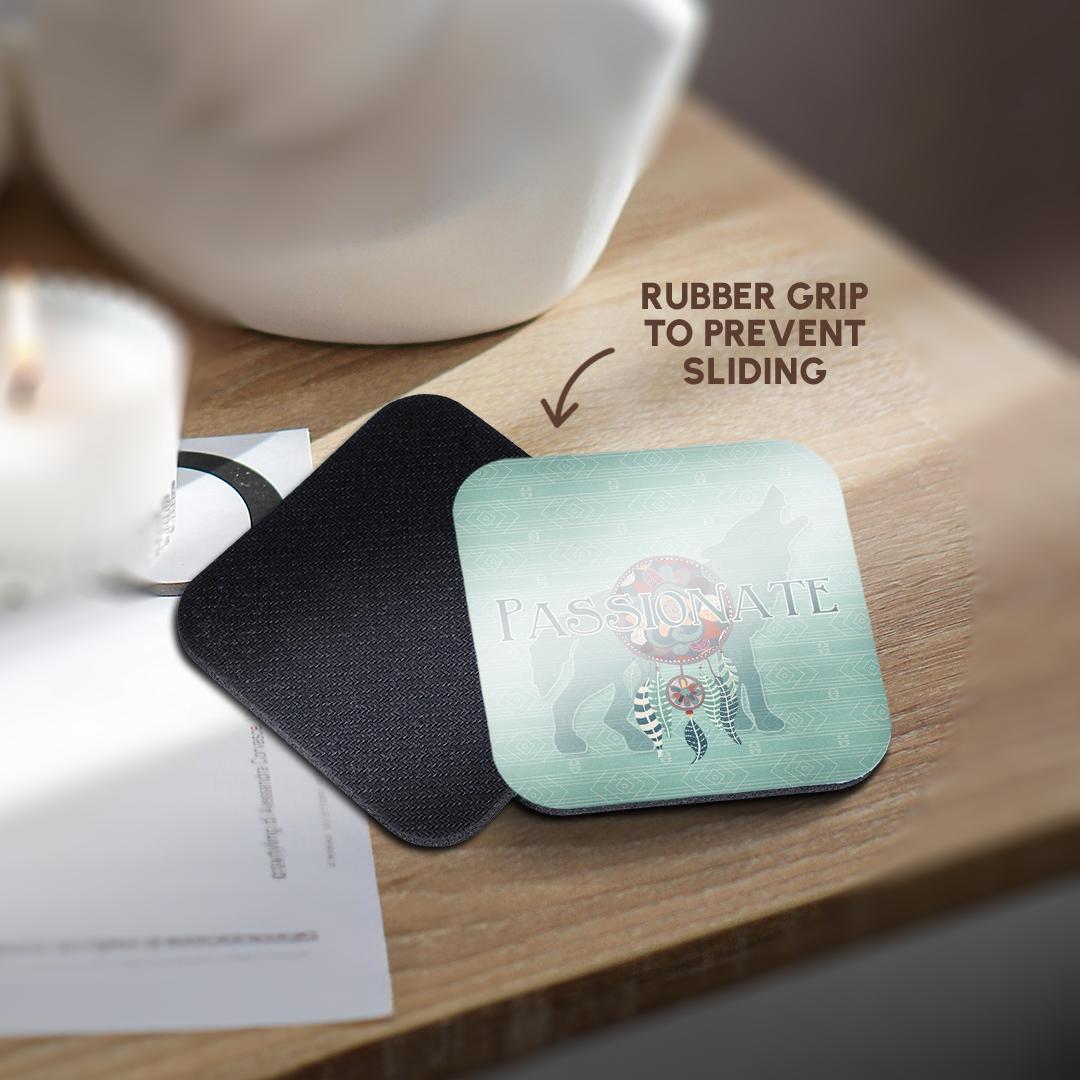 3dRose Doreen Erhardt Native American - Wolf Native American Animal Spirit with Dream Catcher Passionate - Coasters (CST_221983)