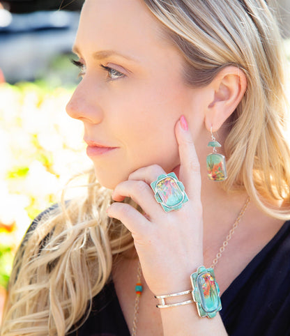 Scenic Desert Sedona Blue Turquoise Golden Ring