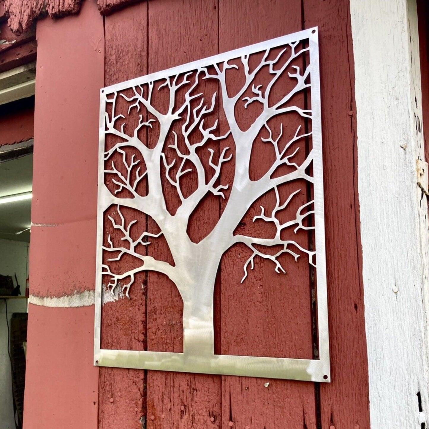 Steel Farmhouse Burr Oak Tree Wall Art