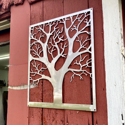 Steel Farmhouse Burr Oak Tree Wall Art