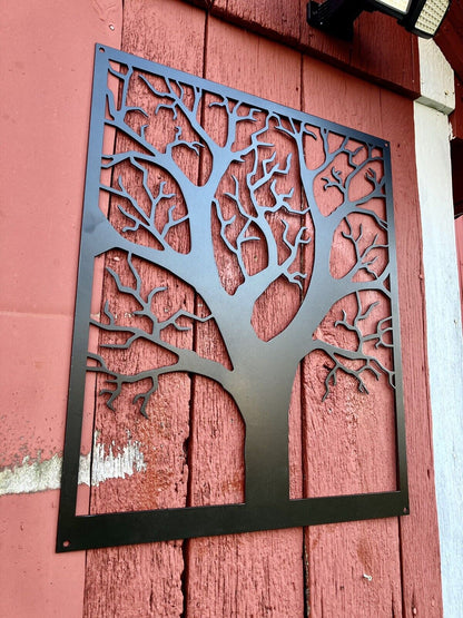 Steel Farmhouse Burr Oak Tree Wall Art