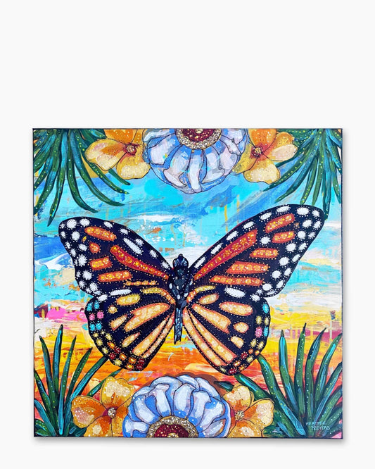 Tropical Monarch Bloom Butterfly ( Original Painting )