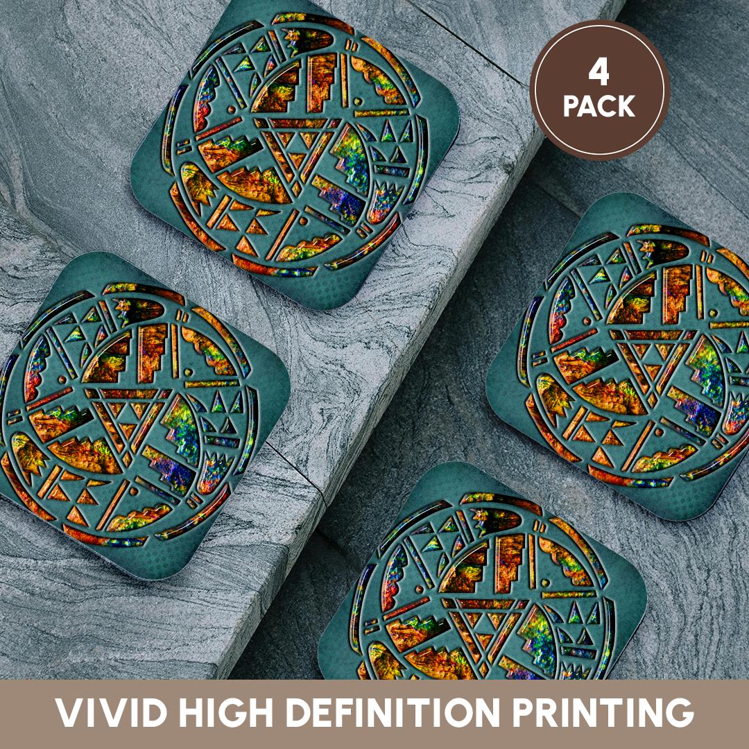 3dRose Spiritual Awakenings Native American - Designer One of A Kind Native American Art - Coasters (CST_108090)