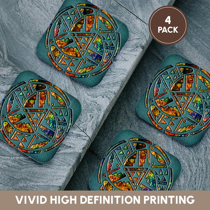 3dRose Spiritual Awakenings Native American - Designer One of A Kind Native American Art - Coasters (CST_108090)