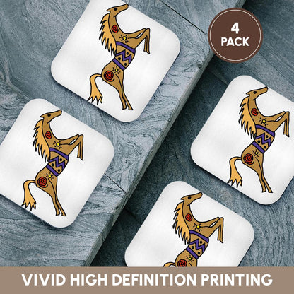 3dRose All Smiles Art - Animals - Cute Funny Unique Native American Horse Art - Coasters