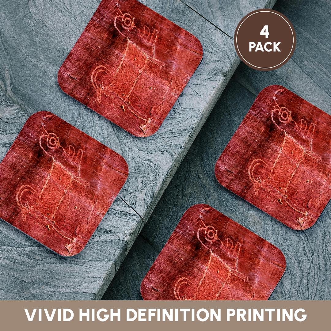 3dRose Danita Delimont - Artwork - Native American Fremont Petroglyph of a Sheep, Capitol Reef NP, Torrey - Coasters