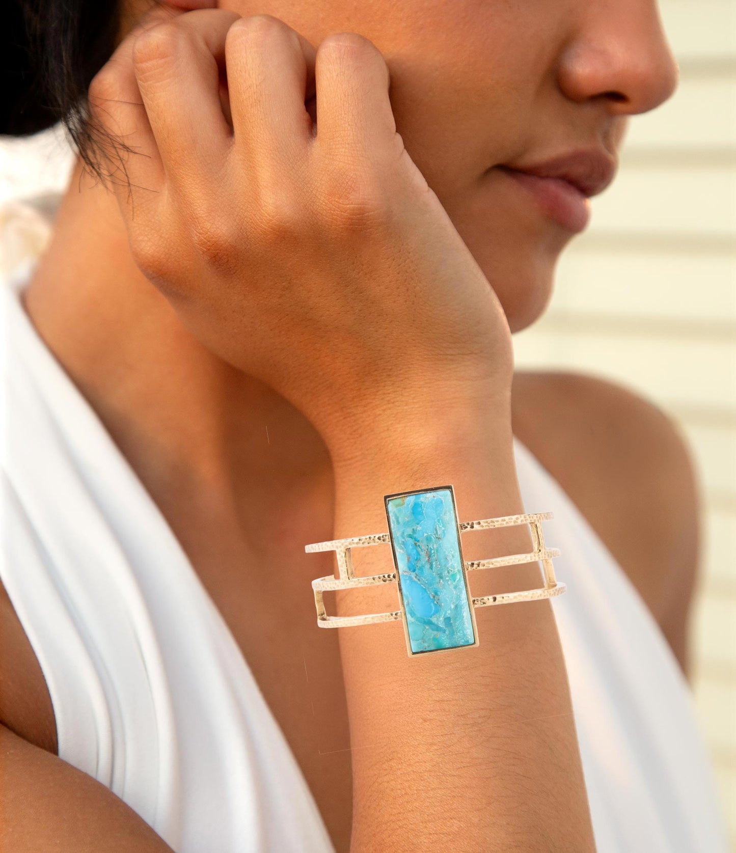 Willa Blue Turquoise Golden Cuff Bracelet