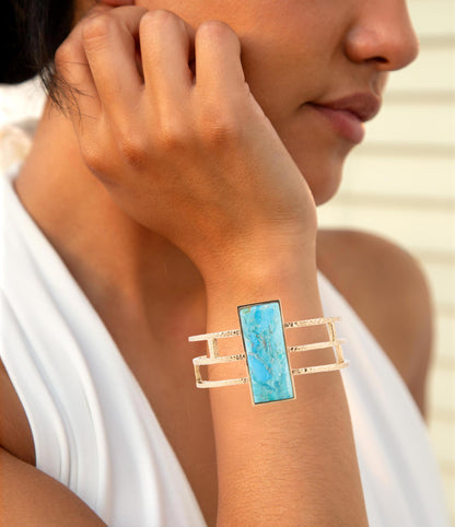 Willa Blue Turquoise Golden Cuff Bracelet