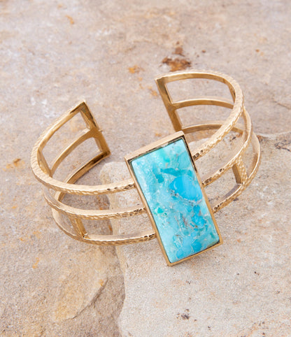Willa Blue Turquoise Golden Cuff Bracelet